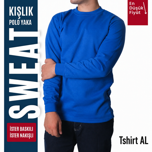 İşletmene Özel 7 Renk Sıfır Yaka Sweatshirt Baskı Dahil - Numune 1 Adet Fiyatı 350 TL
