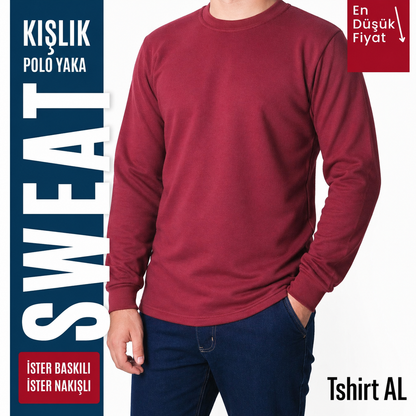 İşletmene Özel 7 Renk Sıfır Yaka Sweatshirt Baskı Dahil - Numune 1 Adet Fiyatı 350 TL