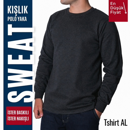İşletmene Özel 7 Renk Sıfır Yaka Sweatshirt Baskı Dahil - Numune 1 Adet Fiyatı 350 TL