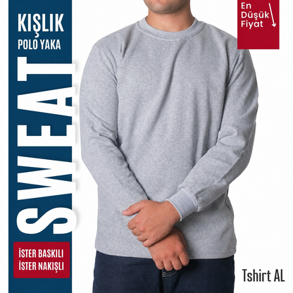 İşletmene Özel 7 Renk Sıfır Yaka Sweatshirt Baskı Dahil - Numune 1 Adet Fiyatı 350 TL