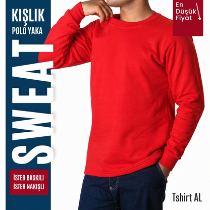 İşletmene Özel 7 Renk Sıfır Yaka Sweatshirt Baskı Dahil - Numune 1 Adet Fiyatı 350 TL