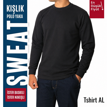 İşletmene Özel 7 Renk Sıfır Yaka Sweatshirt Baskı Dahil - Numune 1 Adet Fiyatı 350 TL